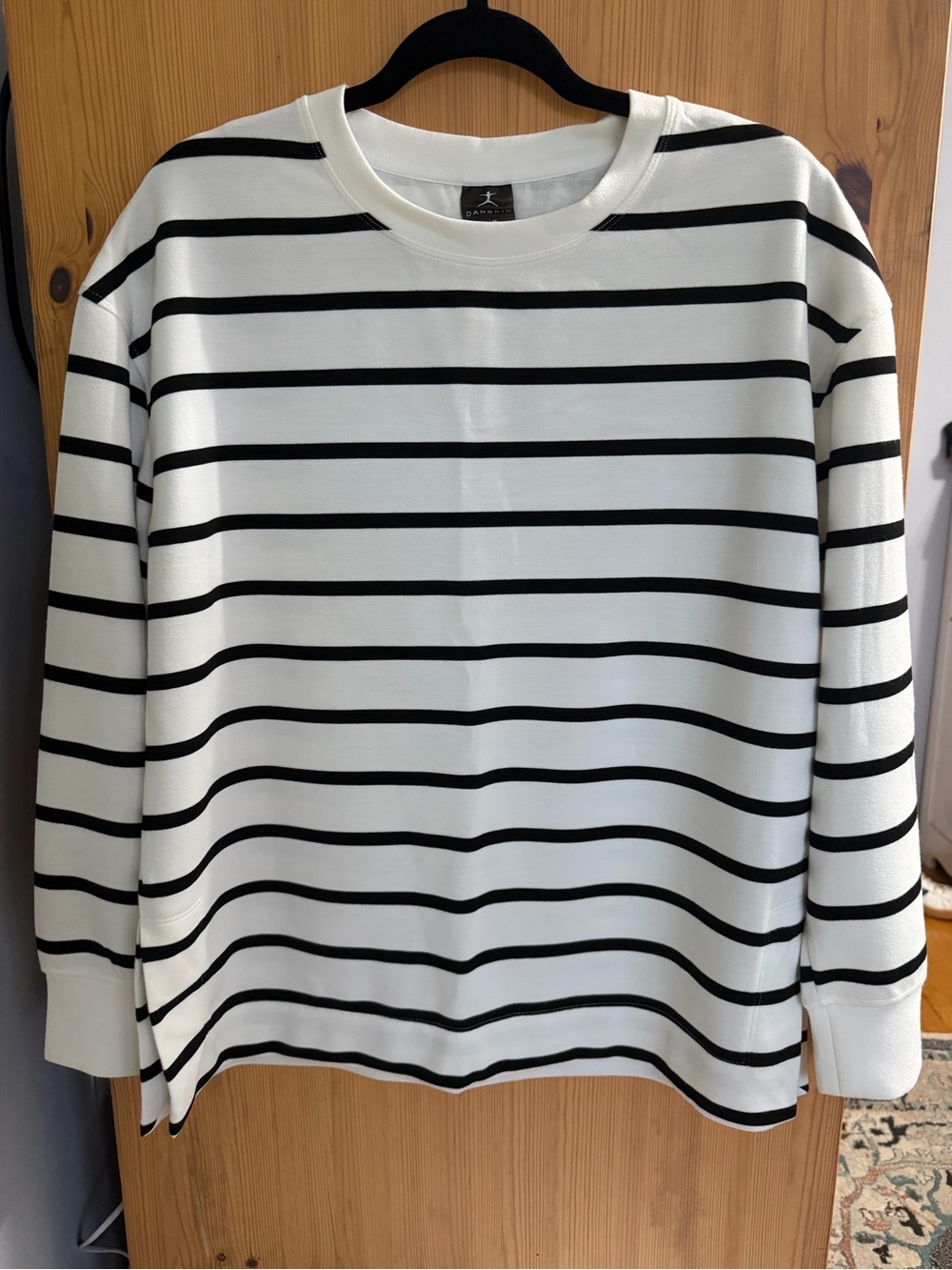 Danskin Striped Long-Sleeve Crewneck Pullover